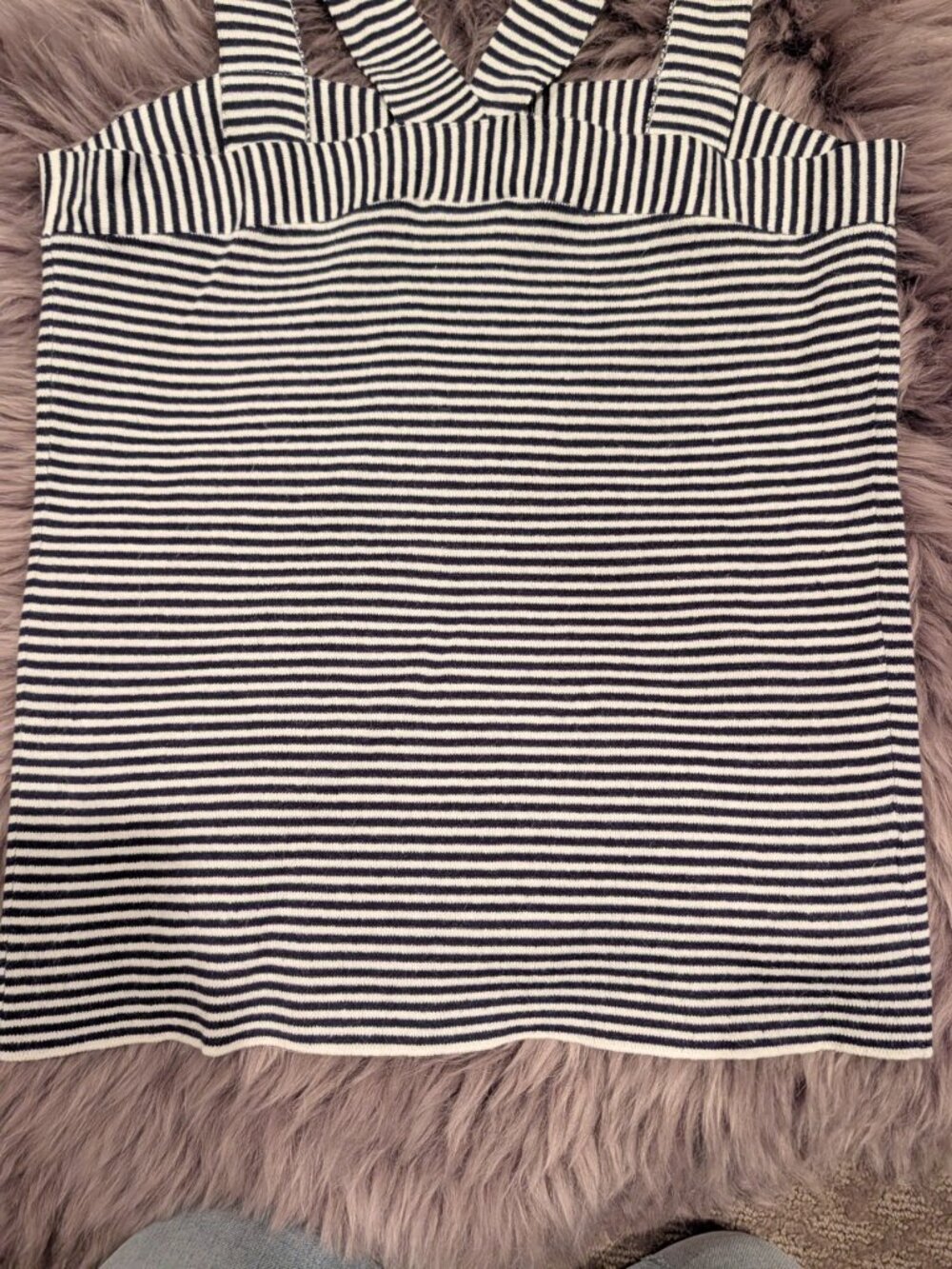 BLACK AND WHITE BABY STRIPED KNIT HALTER TANK - Picture 3 of 3